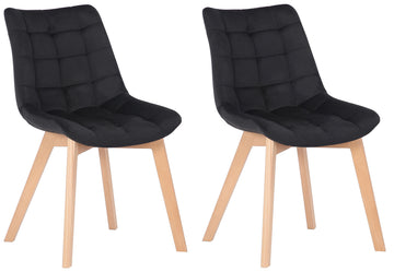 Set van 2 Eetkamerstoelen Passaic Fluweel | Kleur: zwart | Afmetingen: 46x61x82 cm