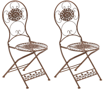 2 Tuinstoelen Mani - Nostalgisch ijzer | Kleur: antiek bruin | Afmetingen: 43x50x91.5 cm
