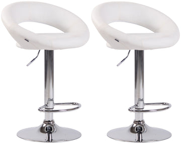Set van 2 barkrukken Olinda - Kunstleer | Kleur: Wit | Afmetingen: 53x47x80 cm