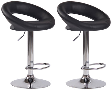 Set van 2 barkrukken Olinda kunstleer | Kleur: Zwart | Afmetingen: 53x47x80 cm
