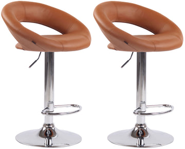 Set van 2 barkrukken Olinda kunstleer | Kleur: licht bruin | Afmetingen: 53x47x80 cm