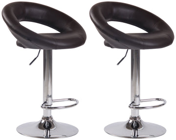 Set van 2 barkrukken Olinda kunstleer | Kleur: Bruin | Afmetingen: 53x47x80 cm
