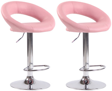 Set van 2 barkrukken Olinda kunstleer | Kleur: Roze | Afmetingen: 53x47x80 cm