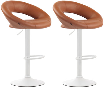 Set van 2 barkrukken Olinda - Kunstleer | Kleur: licht bruin | Afmetingen: 53x47x80 cm