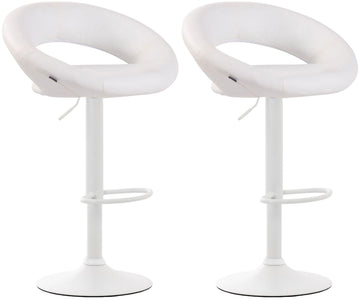 Set van 2 barkrukken Olinda kunstleer | Kleur: Wit | Afmetingen: 53x47x80 cm
