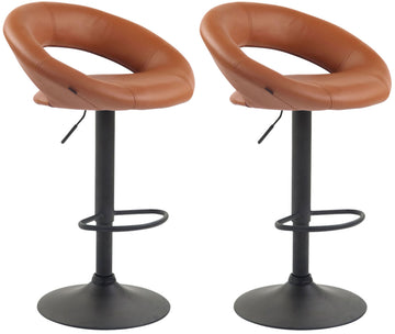 Set van 2 barkrukken Olinda - Kunstleer | Kleur: licht bruin | Afmetingen: 53x47x80 cm