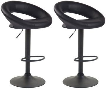 Set van 2 Olinda barkrukken kunstleer | Kleur: Zwart | Afmetingen: 53x47x80 cm