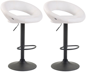 Set van 2 barkrukken Olinda kunstleer | Kleur: Wit | Afmetingen: 53x47x80 cm