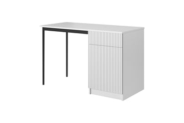 Nicole bureau 120 cm met lade - Modern wit mat en zwarte poten | Kleur: Wit/Zwart | Maat: 120x75x55