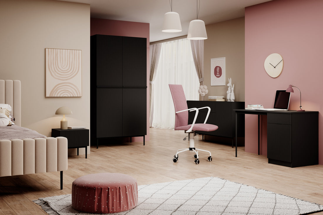 Nicole Bureau 120 cm met Lade – Stijlvol Mat Zwart | Kleur: Mat Zwart | Maat: 120x75x55 cm