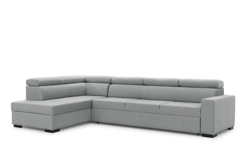Modeno Maxi Hoekbank Links met Dolphin Slaapfunctie & Opbergruimte | Grijs Ado 1615 Vlecht
