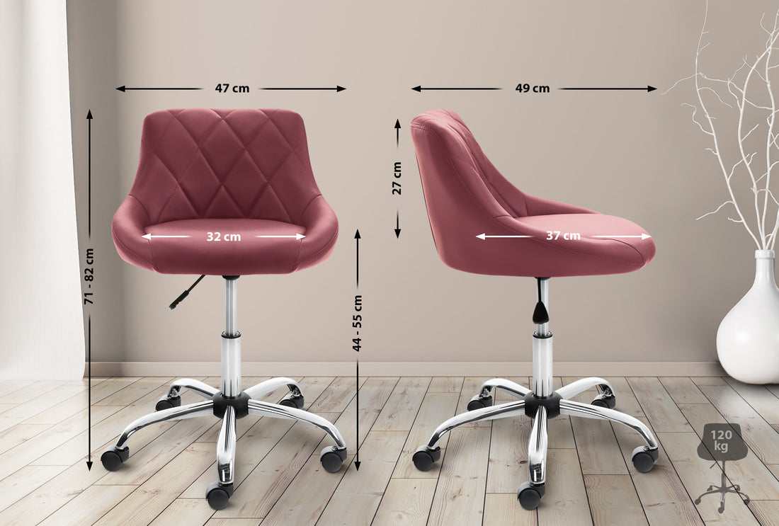 Werkkruk Lazio - draaibare werkstoel | Kleur: Bordeauxrood | Afmetingen: 47x49x71 cm