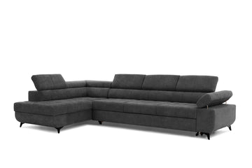 Dragonis Maxi hoekbank met slaapfunctie - Easy-Clean fluweel, opbergruimte | Kleur: Grafiet