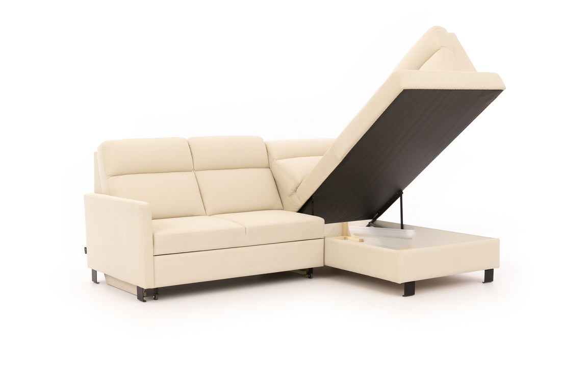 Loario L Hoekbank Rechts met Slaapfunctie - Easy-Clean Fluweel Grafiet | Maat: 241x100x180 cm