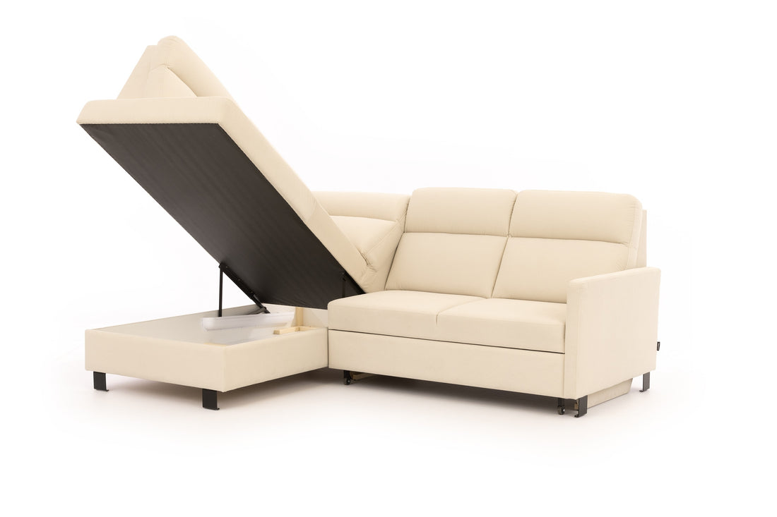 Loario L Hoekbank Links met Dolphin-slaapfunctie - Easy-Clean Fluweel Zetta 305 | Kleur: Grafiet