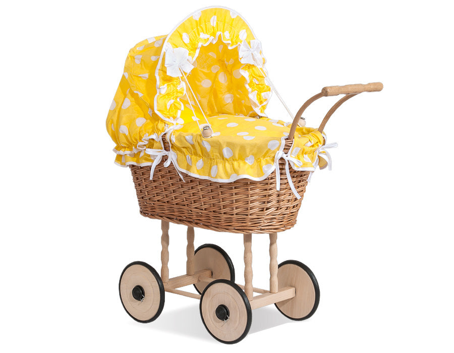 Naturlig rotting dockvagn - rottingvagn - robust träkonstruktion för säker lek