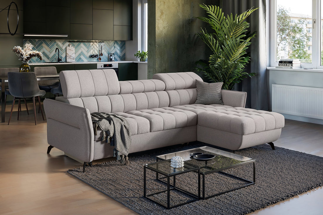 Elarias Mini hoekbank met slaapfunctie en opbergruimte | Zwart | 238x97x173 cm