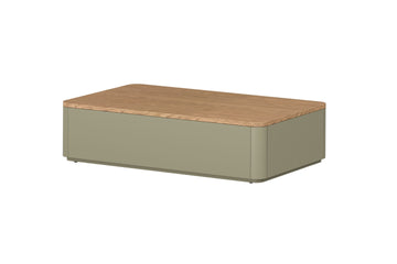 Amilio salontafel 100 cm met 2 laden - Modern Scandinavisch design | Kleur: Eucalyptus & Baltische