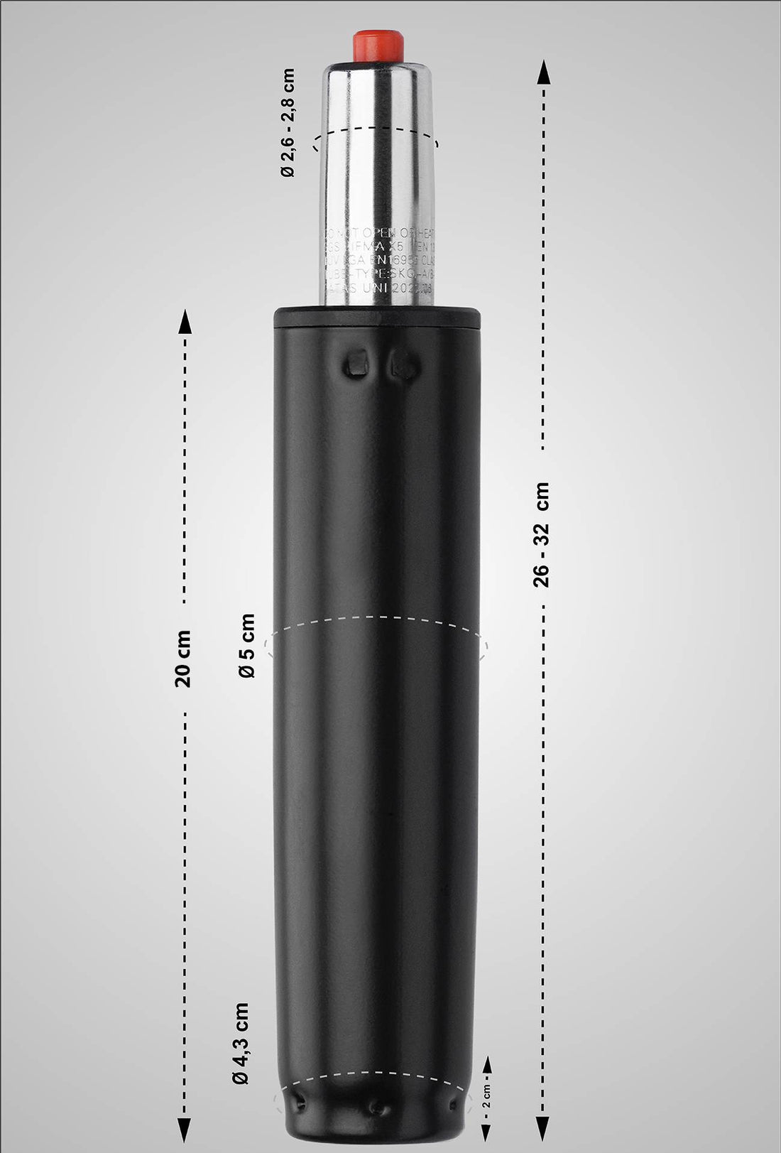 Gaslift voor bureaustoel - Verstelbare gasveer | Kleur: zwart | Afmetingen: 5x5x26 cm