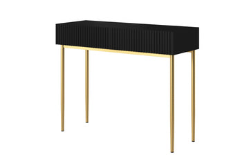 Nicole console met lades – Mat zwart/Gouden poten | Maat: 100x82x41 cm