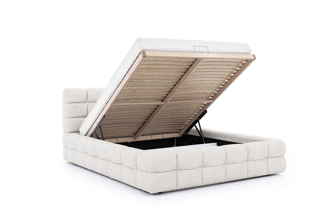Magnelio Prestige Slaapkamerbed 180x200 met Opbergruimte - Beige Fluweel | Kleur: Beige