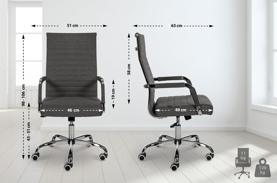 Bureaustoel Amadora - Kunstleer | Kleur: donkergrijs | Afmetingen: 51x63x98 cm