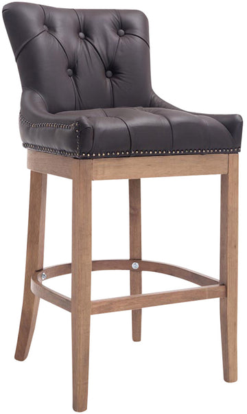 Barkruk Lakewood van echt leer en hout | Bruin