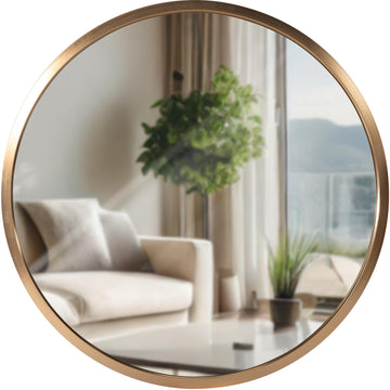 Ronde wandspiegel Elsie van metaal | Kleur: Mat goud | Afmetingen: 30x3x30 cm