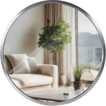 Wandspiegel Elsie - Ronde wandspiegel | Kleur: zilver | Afmetingen: 30x3x30 cm