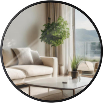 Wandspiegel Elsie - Ronde spiegel | Kleur: zwart | Afmetingen: 45x3x45 cm