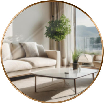 Wandspiegel Elsie - Ronde spiegel | Kleur: mat goud | Afmetingen: 60x3x60 cm