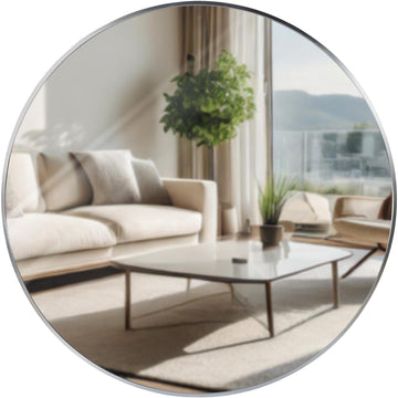 Wandspiegel Elsie - Ronde metalen spiegel | Kleur: zilver | Afmetingen: 80x3x80 cm