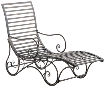 Tuinstoel Amiens - Antieke metalen ligstoel | Kleur: Bronzen | Afmetingen: 58x140x101 cm