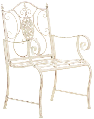 Tuinstoel Punjab - Art Nouveau ijzeren tuinstoel | Kleur: antiek/creme | Afmetingen: 62x53x94 cm