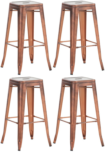 Set van 4 barkrukken Joshua - Stapelbaar | Kleur: Koper