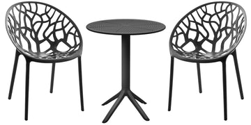 Tuinmeubelset Hoscana - Ronde tafel met 2 stoelen | Kleur: zwart | Afmetingen: 70x70x80 cm