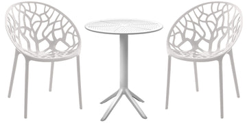 Tuinmeubelset Hoscana - Tuintafel met 2 tuinstoelen | Kleur: Wit | Afmetingen: 70x70x80 cm