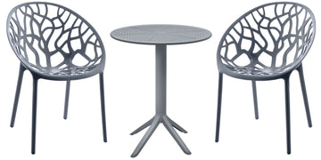 Tuinmeubelset Hoscana - tafel met 2 tuinstoelen | Kleur: antraciet | Afmetingen: 70x70x80 cm