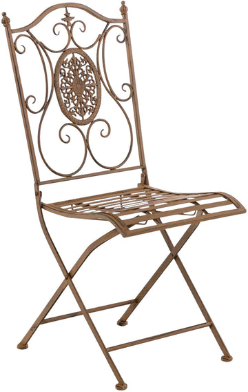 Klapbare ijzeren tuinstoel Sibell | Kleur: antiek bruin | Afmetingen: 42x49x91.5 cm