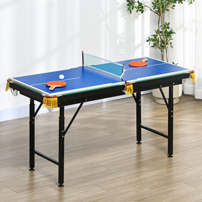 2-in-1 Pooltafel en Tafeltennistafel | Kleur: Blauw, Groen, Zwart | Afmetingen: 63x140x60-80 cm