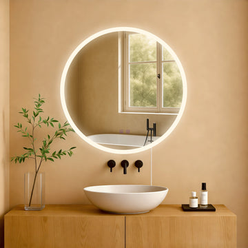 Badkamerspiegel Laconia LED en anti-condens | Kleur: helder/glas | Afmetingen: 60x3.5x60 cm