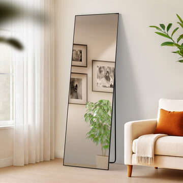 Spiegel Benicia - Staande of Wandspiegel | Kleur: mat zwart | Afmetingen: 50x3x160 cm