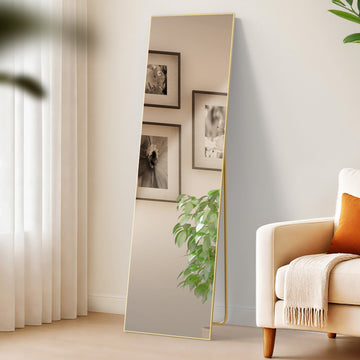 Benicia Spiegel - Staande of Wandspiegel | Kleur: Goudglans | Afmetingen: 40x3x140 cm