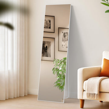 Benicia Spiegel - Staande of Wandspiegel | Kleur: Mat wit | Afmetingen: 40x3x140 cm