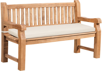 Teakbank Jackson met Zitkussen | Kleur: creme | Afmetingen: 150x61x93 cm