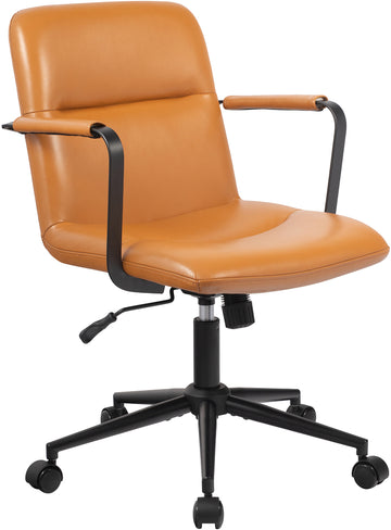 Hilda bureaustoel van echt buffelleer | Kleur: Bruin | Afmetingen: 58x62x88 cm