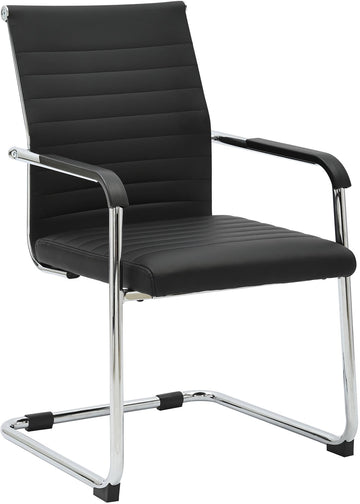Vergaderstoel Hakon - Zwarte PU bezoekersstoel | Kleur: zwart | Afmetingen: 55x62x90 cm