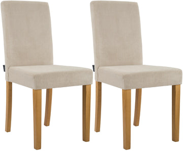 2-delige set Ina eetkamerstoelen met ribstof | Kleur: licht bruin | Afmetingen: 41x47x91 cm