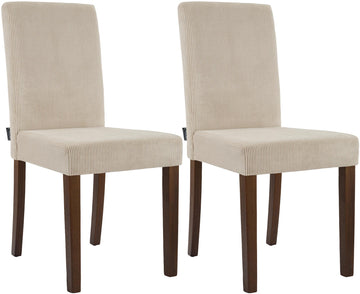 2-delige set Ina eetkamerstoelen met ribstof | Kleur: licht bruin | Afmetingen: 41x47x91 cm