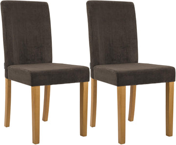 2-delige set Ina eetkamerstoelen - Corduroy | Kleur: Bruin | Afmetingen: 41x47x91 cm